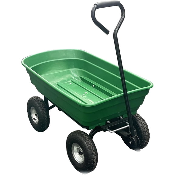 600 lbs 4 cu Ft Heavy Duty 4-Wheel Garden Cart with Dump and Stand