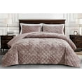 thumbnail image 3 of Chezmoi Collection Lux Dusty Pink Velvet Quilt King Set, 3-Piece Lush Plush Distressed Velvet Bedding All Season Lightweight Bedspread Brushed Microfiber Reverse with Diamond Stitch Quilting, 3 of 9