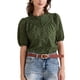 thumbnail image 1 of BLUSA DE CROCHET PARA MUJERES INSPIRADA CHIC CON CUELLO VOLANTE Y MANGAS CORTAS, CON DETALLES CALADOS, TOPS DE VERANO XL VERDE, 1 of 6