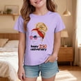 thumbnail image 2 of Staki Girl American Flag Shirts 4th of July Shirt Cotton Short Sleeve Tees Patriotic Shirts for Kids 2T 3T 4T Purple,1-2 Years, 2 of 5