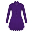 thumbnail image 3 of iEFiEL Girls Long Sleeve Dance Skirted Leotard Figure Ice Skating Gymnastics Leotard Dress Ballerina Dancewear Purple 14, 3 of 7
