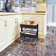 thumbnail image 4 of 2-Tier Metal Utility Rolling Cart Storage Side End Table with Cover Board for Office Home Kitchen Organization, Black, 4 of 14