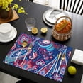 thumbnail image 4 of Blue Pioneer Flower and Paisley Pattern Summer Placemats Table Placemats Set Of 4-Linen Kitchen Washable Placemats Table Mats 11.8"x17.7" Non-Slip Heat Resistant, 4 of 6