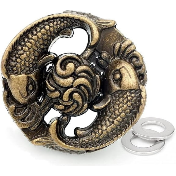 2pcs 1 1/8 Inches Concho Japanese Fish Carps Screw Back Coin Conchos Leathercraft CHS53 (Bronze)