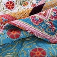thumbnail image 4 of Benjara Ello 3pc King Bedspread and Pillow Sham Set- Red Blue Bohemian Stripes, 4 of 6