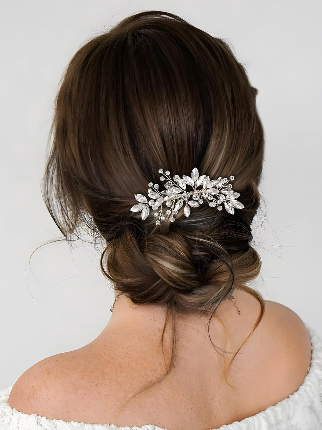 Bride Silver Wedding Hair Comb Crystal Hair Accessories with Rhinestone Bridal Hair Clip Sparkly Hair Piece Gem Hair Accessories for Women and Girls