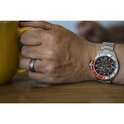 Aquacy Hei Matau Skeleton Black Dial Silver/Red Bezel Automatic Diver Watch SK.SV.RD.BK.ST - See Thru Case Back - 200M Water Resistance - 42 Hours Power Reserve Dive Swimming Wrist Watches For Men