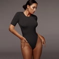 thumbnail image 5 of Women's Crew Neck Mid Sleeve Bodysuit, JIANLAI Slim Fit Stretchy Basic Tight Everyday Jumpsuit Tube Tops for Women, 5 of 6