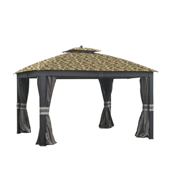 Garden Winds Replacement Canopy Top Cover for the Allen and Roth Wicker Gazebo -Standard 350 - Camo Sand