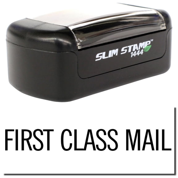 Slim Pre-Inked Narrow First Class Mail Stamp, Slim 1444, Ultra Slim Design, Impression Size 1/2" by 1-3/4", Up to 25,000 Impressions - Black Ink