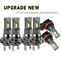 Quayub H7 LED Headlight High Low Beam   H11 Fog Light Bulbs Combo 6500K Super Bright ,Pack of 6