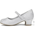thumbnail image 5 of Kushyshoo Girl Mary Jane Shoes Low Heel Rhinestones Princess Flats Silver Dress Pump Shoes for Little Kid Size 13, 5 of 6