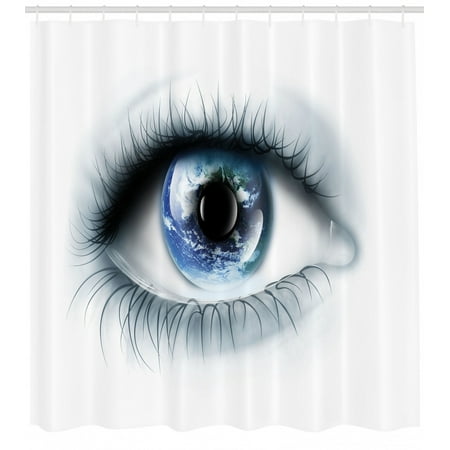 Eye Shower Curtain Planet Earth Reflected In Vivid Eye Universe