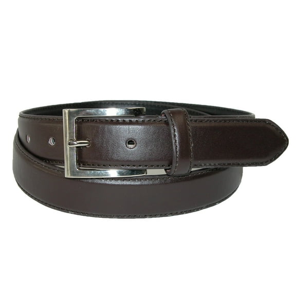 CTM®  Leather 1 1/8 Inch Basic Dress Belt with Silver Buckle (Men's)