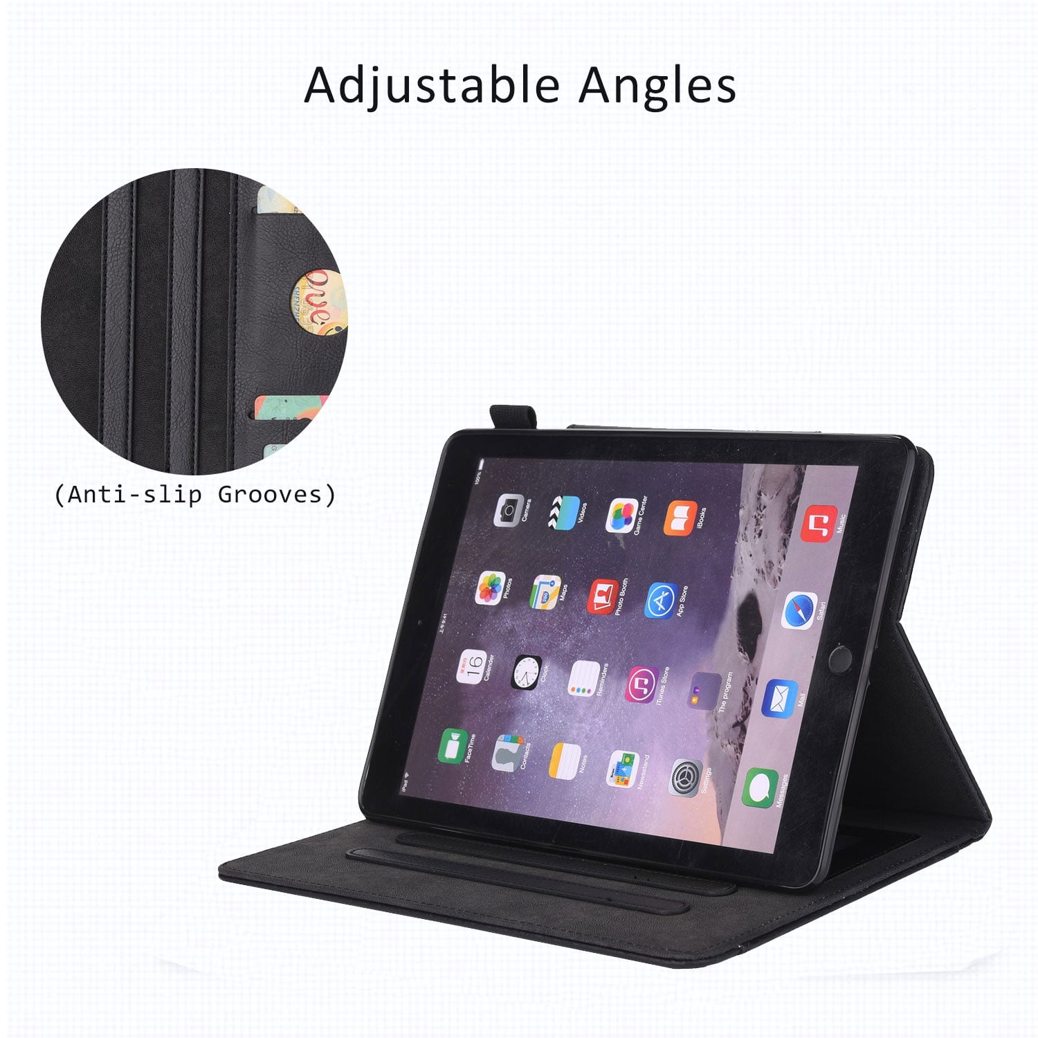 Allytech New iPad 7th Generation Case 10.2 Inch 2019, Premium PU Leather Business Folio Stand Cover with Built-in Apple Pencil Holder - Auto Wake/Sleep and Multiple Viewing Angles, Black