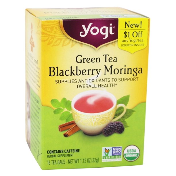 Yogi Tea Organic Green Tea Blackberry Moringa 16 Tea