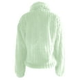 thumbnail image 5 of Wuxian Women Winter Jacket Stand Collar Long Sleeve Fuzzy Solid Color Thick Warm Soft Short Coat Casual Front Open Cardigan Outerwear For Fall Winter Dailywear,Light Green,XXL, 5 of 5