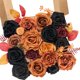 thumbnail image 1 of Bouquet de seda Serwalin con flores artificiales de color naranja y negro, 1 of 9