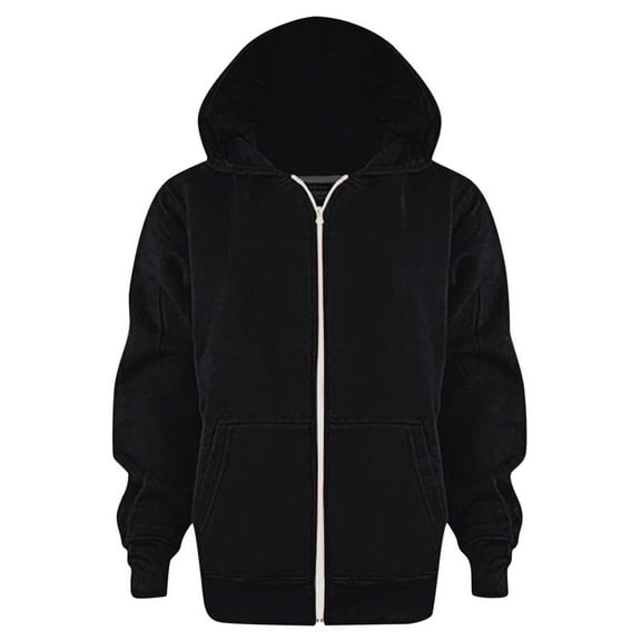 HCNTES Boys Girls Zipper Sweatshirt Youth Solid Classic Hoodies Soft Full Zip Hooded Sweatshirts for Teens Kids Unisex(7-8 Years,D491-Black)