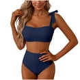 thumbnail image 2 of Fznquz Tummy Control Womens Bikini Swimsuits High Waisted 2 Piece Swimwear Summer 2026 Tie Shoulder Swim Suits,M, 2 of 5