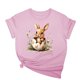 thumbnail image 1 of Tops de Cuello Alto para las Mujeres Amante Impreso Camiseta Cuello Redondo Manga Corta, Poliéster Spandex, 1 of 7