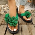 thumbnail image 3 of Rokment Flower Flip Flops for Women 2026 Boho Beach Summer Fashion Casual Thongs Slip on Flat Sandals Travel Memory Foam Slides Slippers Vacation Green Size 9.5, 3 of 5