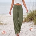 thumbnail image 7 of Wide Leg Linen Pants for Women Casual Drawstring Palazzo Pants Summer Vacation Beach Flowy Trousers with Pockets, XL, 7 of 7