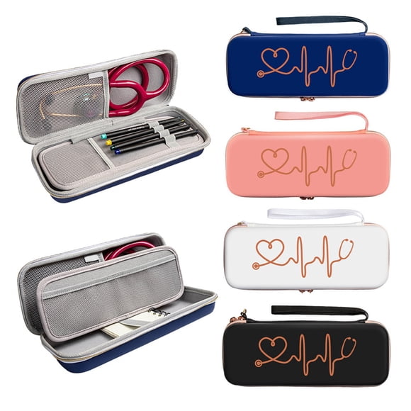 Stethoscope Storage Box EVA Portable Travel Carrying Case with Mesh Bag, Hard Drive,Pen ,Medical Organizer Black