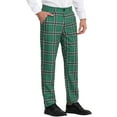 thumbnail image 5 of Unique Bargains Men's Flat Front Plaid Pants Formal Business Checked Trousers 38 Green Black, 5 of 6