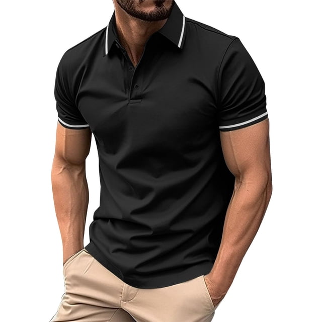 Men's Summer Leisure Culture Breathable Short Sleeved Shirt Top 2XL