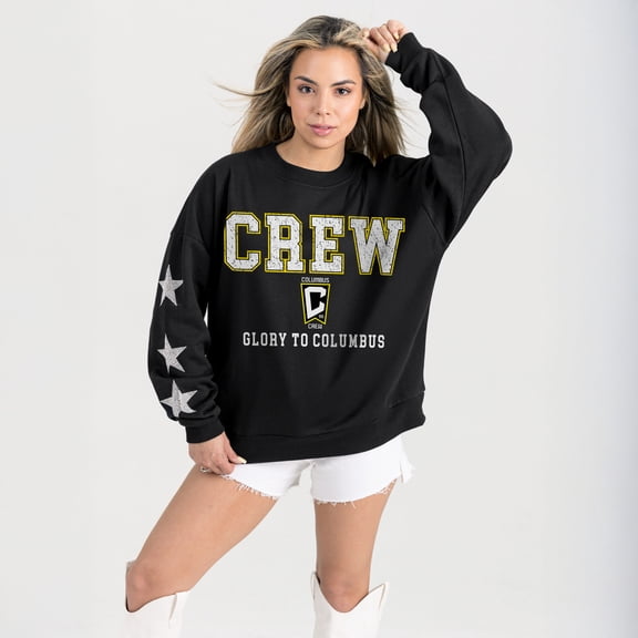 Women's Gameday Couture  Black Columbus Crew Velocity Rhinestone Star Sweatshirt
