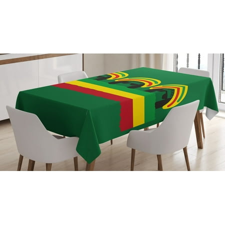 

Jamaican Tablecloth Jamaican Reggae Culture Inspired Minimal Head Shapes with Hats Country Flag Rectangular Table Cover for Dining Room Kitchen 52 X 70 Inches Green Multicolor by Ambesonne
