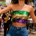 thumbnail image 5 of YTCAMLO Carnival Tube Tops for Women Trendy Sparkly Sequin Camisole Dressy Stretch Crop Tops Party Metallic Vest Clubwear, Purple, 5 of 8