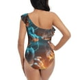 thumbnail image 5 of Sikiie Blue Dragon And White Tiger Print Women One Piece Swimsuits Tummy Control One Shoulder Bathing Suits Ruffle Swimwear, From S to XXL-XX-Large, 5 of 6