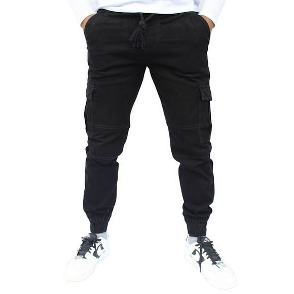 Jogger cargo de gabardina stretch John Silver Corte skinny color negro