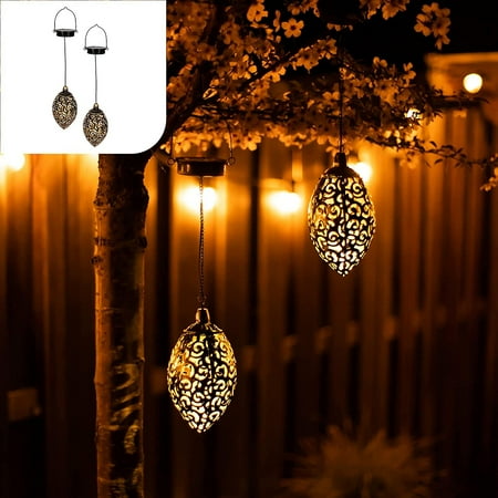 

Hanging Outdoor Solar Lantern | Set Of 2 Solar Lamp | Outdoor Garden Decor | Outdoor Solar Street Light | Moroccan Lantern | Solar Hangin