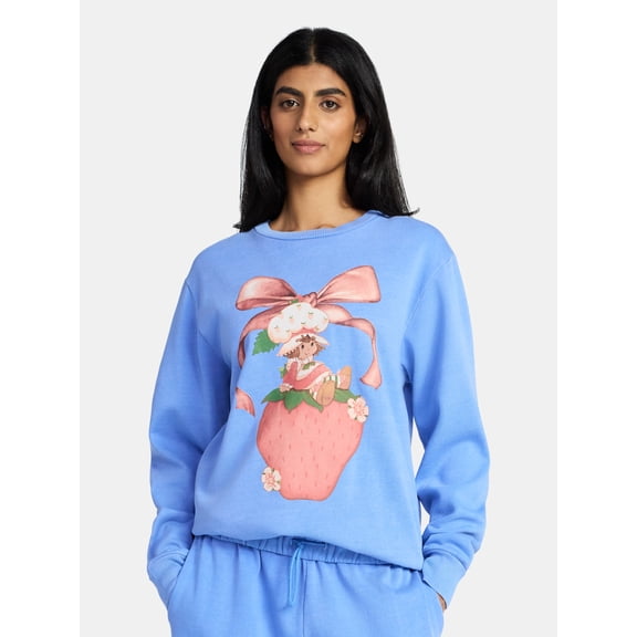 Strawberry Shortcake Women's Satin Bow Graphic Crewneck Sweatshirt, Sizes XXS-XXL