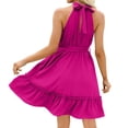 thumbnail image 4 of BLVB Summer Dresses for Women Sleeveless Pleated Ruffle Hem A-Line Flowy Party Beach Mini Sundress with Belt, 4 of 4