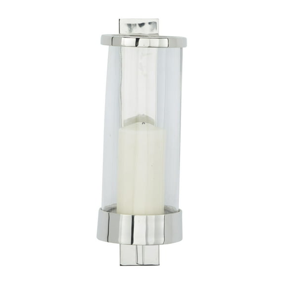 DecMode Silver Aluminum Geometric Pillar Wall Sconce