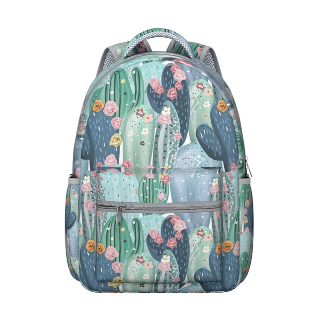 Watercolor Cactus School Backpack Retro Desert Succulent and Minimalist Botanical Design Boho Southwestern Style Students Bag