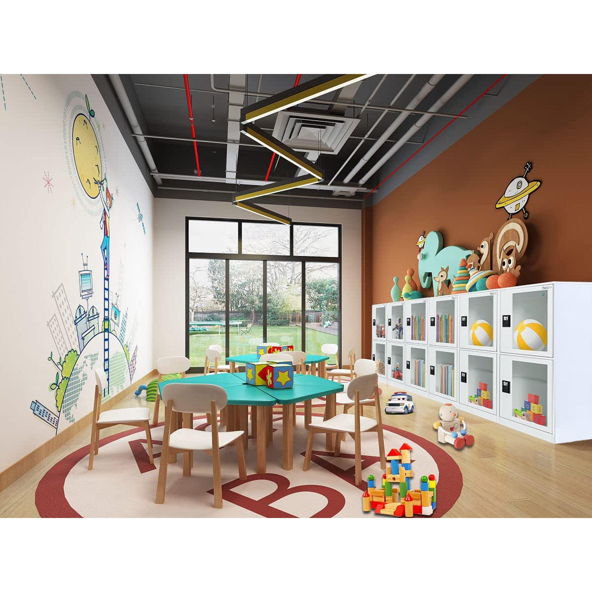 MECOLOR -Metal Vertical Small Locker with Padlock latch 2 Compartment plastic transparent door file cabinet for kids room, school ,office, and gym.