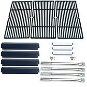 Direct Store Parts Kit DG168 Replacement for Charbroil Commercial 463268107 Grill Repair Kit (SS Burner + SS Carry-Over Tubes + Porcelain Steel Heat Plate + Porcelain Cast Iron Cooking Grid)