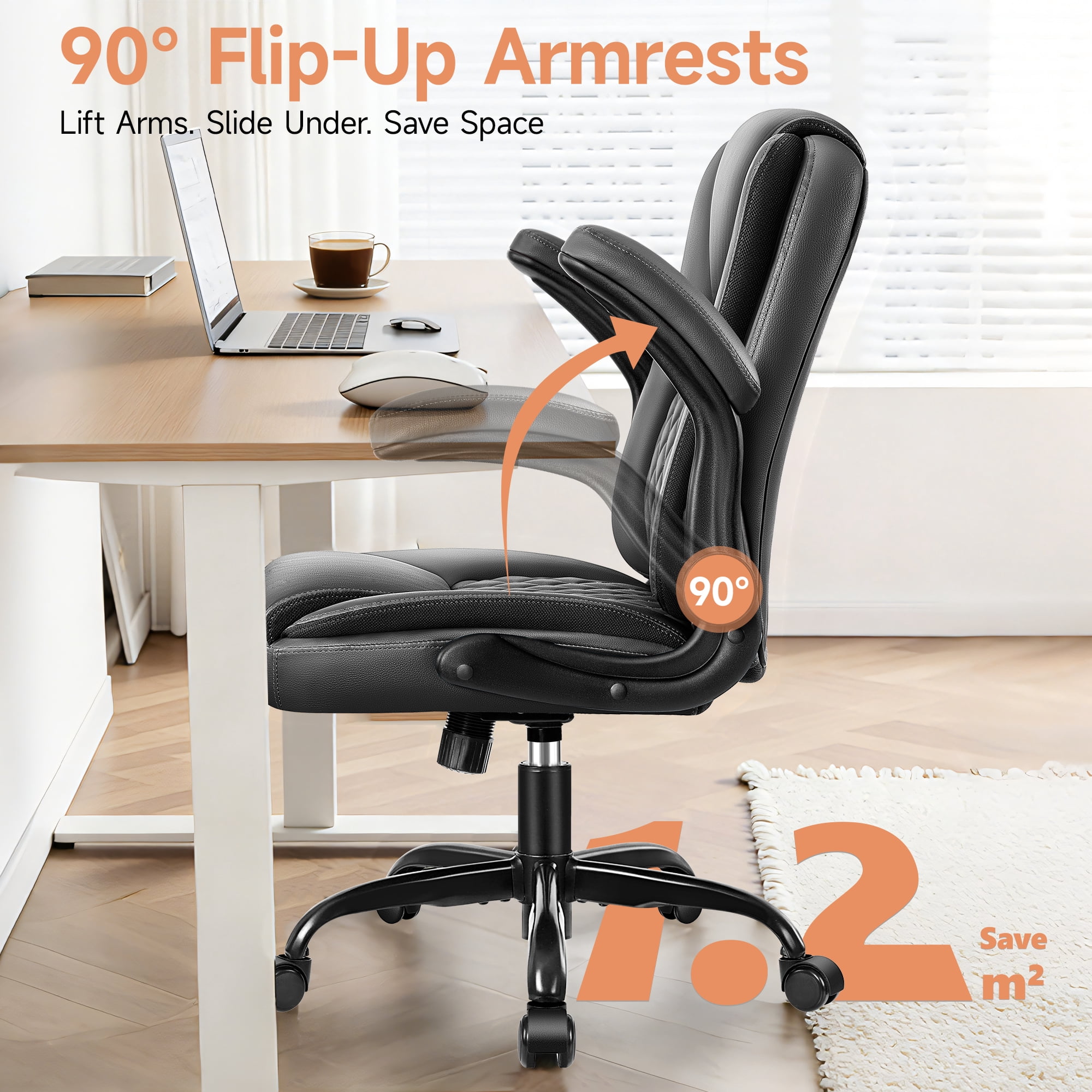 COOLHUT Office Executive Chair High Back Adjustable Managerial Home Desk Chair, Office Computer Chair with Lumber Support, Swivel PU Leather Chair for Home Office, Black