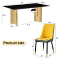 thumbnail image 4 of LiviNest Modern Dining Table Set with 6 Chairs: Glass Top with Marble Pattern & Gold Metal Legs - Orange Gray PU Chairs for Content Creators & Small Apartments - Easy Assembly & 300lb Capacity Home F, 4 of 6