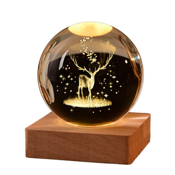 Decoración de bola de cristal pequeña grabada en 3D carga USB para decoración de dormitorio (Vía Láctea)