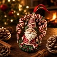 thumbnail image 5 of 3.15 in 2D Candy Cane Christmas Ornament, Vintage Red and White Hanging Pendant with Santa, Gnome, Reindeer and Sleigh Artwork for Tree and Seasonal Display, 5 of 6