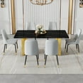 thumbnail image 3 of LiviNest Modern Dining Table Set with 6 Chairs: Marble Pattern Glass Top & Golden Metal Legs - 71" x 39.3" Kitchen Table Set for Small Space & Studio Use, 3 of 6