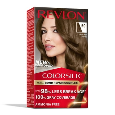 Revlon ColorSilk Permanent Hair Color, Bond Repair Complex, 50 Light Ash Brown, 1 pack