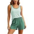 thumbnail image 5 of WIZUTIZ Women's Striped Loungewear Set with Built-in Pads Tank Top and Shorts Soft Modal Cotton Blend Sleepwear Comfy Pajama Set Summer Sleep 2 Piece, 5 of 6