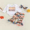 thumbnail image 2 of Combinaison Fille Lettre Manches Longues Romper + Pantalon Évasé + Bandeau, 2 of 8